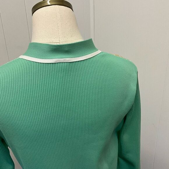 Vintage Women’s 12 Green Holiday Christmas Cardigan Sweater Granny USA - Picture 9 of 13